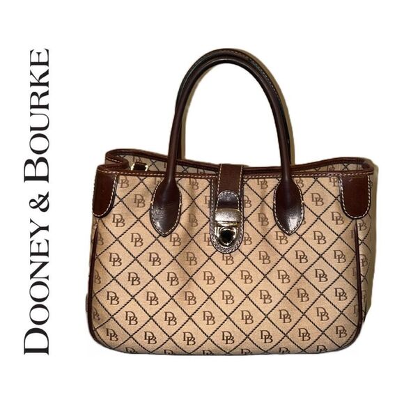 Dooney‎ & Bourke VINTAGE Signature Canvas And Leather Handbag - Picture 1 of 5